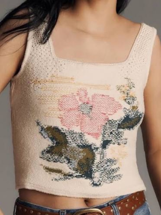 Anthropologie Tops - NWT Pilcro and the Letterpress Anthropologie Square Neck Knit Tank Floral - MED